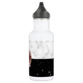 Elegant monogram roos gouden zwarte witte marmer waterfles (Rechts)