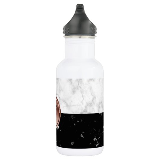 Elegant monogram roos gouden zwarte witte marmer waterfles  (Rechts)