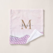 Elegant Monogram Roos roze Glitter Bad Handdoek (Wasdoekje)