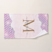 Elegant Monogram Roos roze Glitter Bad Handdoek (Handdoek)