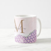 Elegant Monogram Roos roze Glitter Coffee Mok (Voorkant rechts)