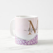 Elegant Monogram Roos roze Glitter Coffee Mok (Voorkant links)