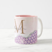 Elegant Monogram Roos roze Glitter Coffee Mok (Voorkant rechts)