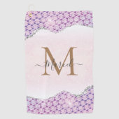 Elegant Monogram Roos roze Glitter Golfhanddoek (Voorkant)