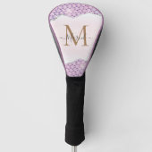 Elegant Monogram Roos roze Glitter Golfheadcover (Voorkant)