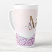 Elegant Monogram Roos roze Glitter Latte Mok (Linkerhoek)
