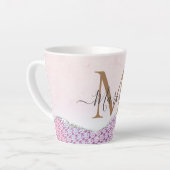 Elegant Monogram Roos roze Glitter Latte Mok (Linkerhoek)