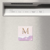 Elegant Monogram Roos roze Glitter Magneet (Insitu (Vaatwasser))