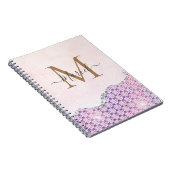 Elegant Monogram Roos roze Glitter Notitieboek (Rechterzijde)