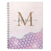 Elegant Monogram Roos roze Glitter Notitieboek (Voorkant)