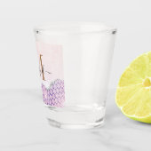 Elegant Monogram Roos roze Glitter Shot Glas (Rechts)