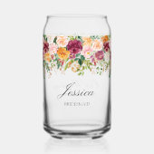 Elegant Monogram Roos Tuin Bloemen Bruidsmeisje Blikvorm Glas (Voorkant)