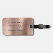 Elegant Monogram Rose Gold Brushed Metallic Bagagelabel (Achterkant horizontaal)