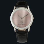 Elegant Monogram Rose Gold Brushed Metallic Horloge<br><div class="desc">Gepersonaliseerd Elegant Monogram Roos Goud Geborsteld Metallic Watch.</div>