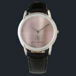 Elegant Monogram Rose Gold Brushed Metallic Horloge<br><div class="desc">Gepersonaliseerd Elegant Monogram Roos Goud Geborsteld Metallic Watch.</div>