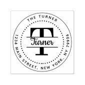 Elegant Monogram Round Return-adres Zelfinktende Stempel (Design)