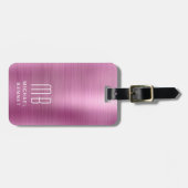 Elegant monogram roze bagagelabel (Voorkant horizontaal)