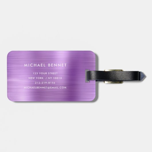 Elegant monogram roze bagagelabel (Achterkant horizontaal)