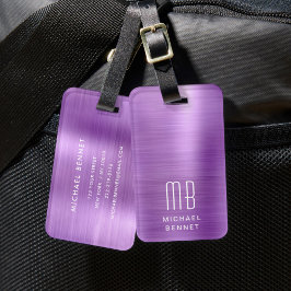 Elegant monogram roze bagagelabel