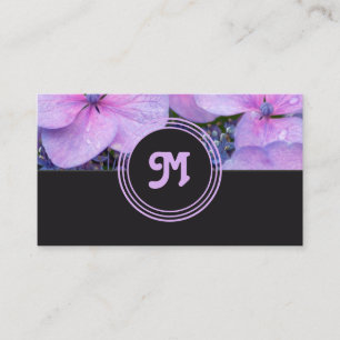 Elegant monogram roze bloemflorist donkergrijs visitekaartje