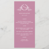 Elegant monogram roze bruiloft menu (Voorkant)