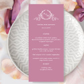 Elegant monogram roze bruiloft menu