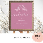 Elegant monogram roze bruiloft welkom teken poster