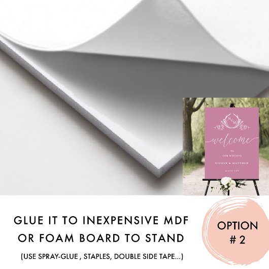 Elegant monogram roze bruiloft welkom teken poster