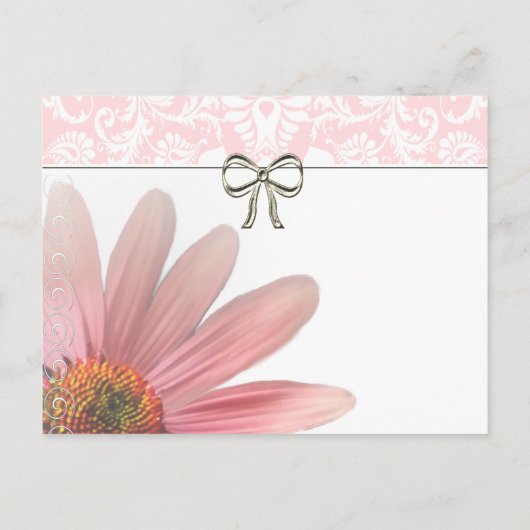 Elegant Monogram Roze Daisy bruiloft uitnodiging (Achterkant)