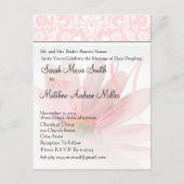 Elegant Monogram Roze Daisy bruiloft uitnodiging (Voorkant)