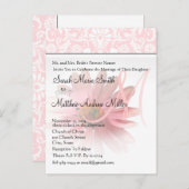 Elegant Monogram Roze Daisy bruiloft uitnodiging (Voorkant / Achterkant)