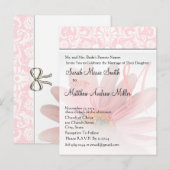 Elegant Monogram Roze Daisy bruiloft uitnodiging Briefkaart (Voorkant / Achterkant)