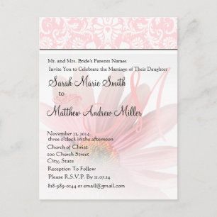 Elegant Monogram Roze Daisy bruiloft uitnodiging Briefkaart