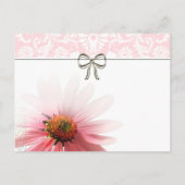 Elegant Monogram Roze Daisy bruiloft uitnodiging Briefkaart (Achterkant)