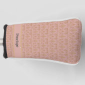 Elegant Monogram Roze en Gouden Damast Golfheadcover (Voorkant)