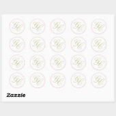 Elegant Monogram Roze en Groene Bruiloft Sticker (Vel)