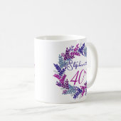 Elegant Monogram Roze en Paarse 40e Verjaardag Koffiemok (Voorkant rechts)