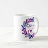Elegant Monogram Roze en Paarse 60ste Verjaardag Koffiemok (Voorkant rechts)