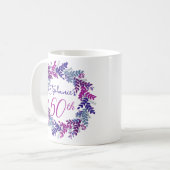 Elegant Monogram Roze en Paarse 60ste Verjaardag Koffiemok (Voorkant links)