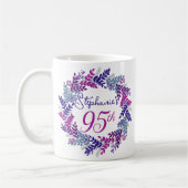 Elegant Monogram Roze en Paarse 95e Verjaardag Koffiemok (Links)