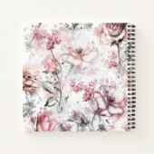 Elegant Monogram Roze en Paarse Floral Botanisch Notitieboek (Achterkant)
