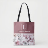 Elegant Monogram Roze en Paarse Floral Botanisch Tote Bag (Voorkant)