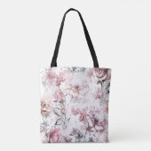 Elegant Monogram Roze en Paarse Floral Botanisch Tote Bag (Achterkant)