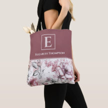 Elegant Monogram Roze en Paarse Floral Botanisch