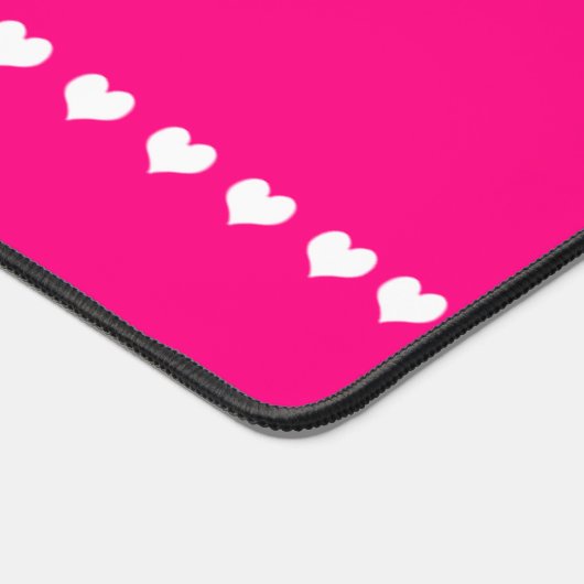 Elegant Monogram Roze en witte harten Bureaumat (Hoek)