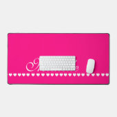 Elegant Monogram Roze en witte harten Bureaumat (Keyboard & Muis)