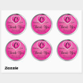 Elegant Monogram Roze en zilver Ronde Sticker (Vel)