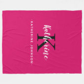 Elegant Monogram Roze Fleece Deken (Voorkant (Horizontaal))