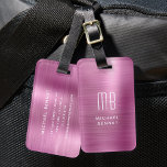 Elegant monogram roze geborsteld metaal bagagelabel<br><div class="desc">Gepersonaliseerd Elegant Monogram Roze Faux geborsteld Metaal Bagagelabel.</div>