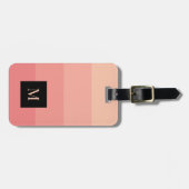 Elegant Monogram Roze Gestreepte Aangepaste Naam A Bagagelabel (Voorkant horizontaal)